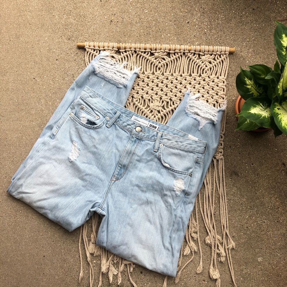 Lovers + Friends Distressed High Rise Tapered Jeans Size 30